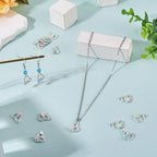 FASHEWELRY 16Pcs Alloy Rhinestone Pendants Heart with Butterfly Enamel Charms Crystal Hollow Heart Rhinestone Dangle Pendants Silver for DIY Earring Necklace Jewelry Making - color: Heart with Butterfly-Silver