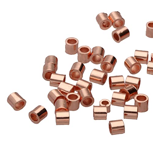 The Beadsmith Tube Crimp Beads, 2.5 x 2.5mm, 100 Pieces, Copper Color, Uniform Cylindrical Shape, No Sharp Edges, Designed to Secure the Ends of Jewelry Stringing Wires and Cables - color: Copper Plate, size: 2.5MM x 2.5MM - 100 pcs