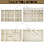 8 Pack Jewelry Organizer for Drawer, Necklace Velvet Storage Display Tray, Stackable Insert Divided Holder for Bracelet Rings Earring Brooch Watch, Beige 4 Styles - style: Modern