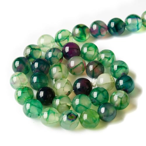 100pcs 10mm Green Dragon Vein Agate Beads Natural Gemstone Beads Round Loose Beads for Jewelry Making - color: Green Dragon Vein Agate, size: 10mm
