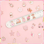 SANNIX 110Pcs/55 Pairs Christmas Charms, Pink Christmas Charm for Jewelry Making, Holiday Xmas Enamel Pendants for DIY Bracelet Necklaces Earrings Craft Supplies - style: Pink Christmas Charms