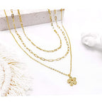 Aisansty Dainty Layered Choker Necklaces Handmade Coin Tube Star Pearl Pendant Multilayer Adjustable Layering Chain Gold Plated Necklaces Set for Women - color: Gold, style: Gold-Flower