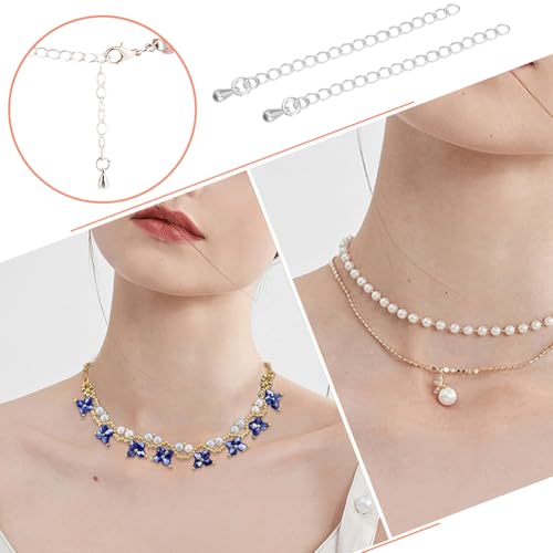 Beebeecraft 20Pcs 2 Colors Teardrop Chain Extender, 18K Gold & Sterling Silver Plated Bracelet Extender Chains Charm Extension Curb Chains Tails for Jewelry Making Necklaces DIY Crafts Supplies - color: Gold & Silver-teardrop