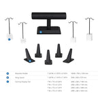 MOOCA Jewelry Display Set, Necklace Display Bust, Earring Organizer, Ring Holder Stand for Showcase and Store, Premium Fabric - color: 6) 10 piece. Black Faux Leather