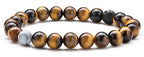 Hamoery Men Women 8mm Tiger Eye Stone Beads Bracelet Elastic Natural Stone Yoga Bracelet Bangle - color: Tiger Eye Stone-21003