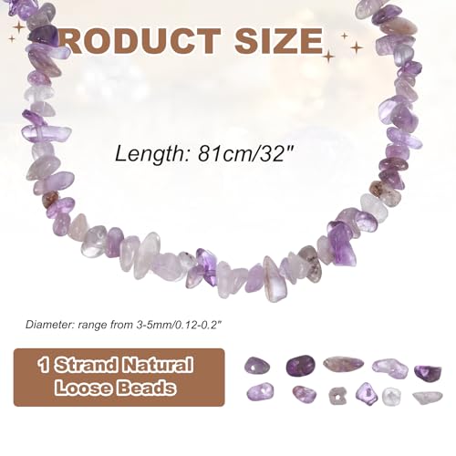 MECCANIXITY 310 Pcs Natural Drilled Gemstone Chips Bulk 3mm to 5mm Dia. Irregular Tumbled Crystal Chip Beads for Jewelry Making Craft Supplies (Purple) - color: Purple, size: 3-5mm