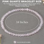 14in Agate Wrap Bracelet for Women Men Natural Round Beaded Agates Stone Healing Stretch Bracelets Elastic Handmade Polished Gemstone Beads Bracelet - color: Pink Quartz, size: 8mm Beads