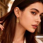 925 Sterling Silver Dangle Earrings for Women, 14K Gold Plated Filigree Dangling Leverback Earrings, Geometric Hypoallergenic Lightweight Dangly Drop Earings for Women Trendy Jewelry Gifts - color: C-14K Gold