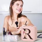 Inngeroo Small Travel Jewelry Case for Girls Women, Travel Jewelry Box Organizer Personalized Pink Gifts for Wife Mom, Gift for Friend Sister Grandma Aunt, Initial R - style: R