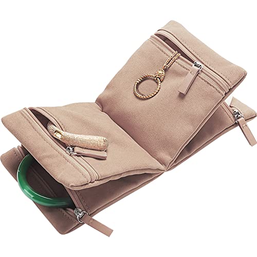 Jewelry Organizer Bag with Zipper - Women Jewelry Organizer Foldable Jewelry Display Pouch Jewelry Storage Case for Necklaces Earrings Rings Bracelets Champagne - color: Champagne