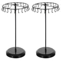 2 Pcs Rotating Necklace Holder Metal Necklace Stand Organizer for Bracelet Earring Keychain Ring Jewelry Display, 14.5 Inch with 23 Hooks (Black)