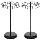2 Pcs Rotating Necklace Holder Metal Necklace Stand Organizer for Bracelet Earring Keychain Ring Jewelry Display, 14.5 Inch with 23 Hooks (Black)