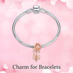 S925 Bead Dangle Charms for Bracelets Necklaces, Compatible with Pandora - style: Dreamcathcer Charm Rose 14K Gold Plated