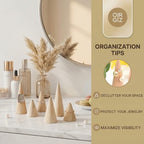 6Pcs Wood Ring Holder 3 Sizes Wooden Cone Display Stand for Men Womens Jewelry Engagement Wedding Ring Organizer Freestanding Vanity Kitchen Display Mens Accessories