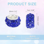 uxcell 50Pcs European Large Hole Beads, Rhinestone Craft Bead Crystal Charm Spacer Beads for Pens Bracelet Making Necklace DIY Craft, Drak Blue - color: Drak Blue