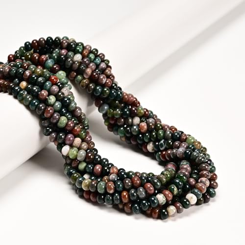 ICAI 4x6mm Natural Rondelle Beads – Loose Gemstone Spacers for DIY Jewelry Making (India Agate) - color: India Agate, size: 4x6