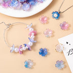 100Pcs Colorful Cherry Blossom Beads, 5-Petal Acrylic Flower Beads, Mini Spacer Beads Hair Charms Halloween Christmas for Bracelets Earring Jewelry Making - color: Multicolor