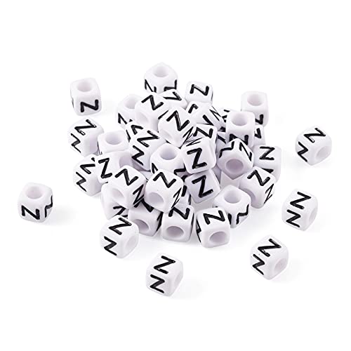 FASHEWELRY 300Pcs Cube White Acrylic Letter Beads 6x6mm Letter Z Alphabet Beads for DIY Bracelet Necklace Jewelry Making - color: Letter Z, size: 6x6x6mm