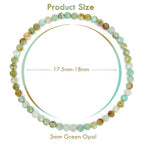 BONNY BOXX Natural Genuine Gemstone Faceted Round Beads Bracelets, 3mm Adjustable Stretchy Tiny Faceted Black Tourmaline Bracelet, Healing Crystal Reiki Chakra Dainty Jewelry Fashion Gifts - color: Green Opal