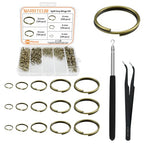 500 Pcs Double Open Jump Rings Kit, Zinc Alloy Mini Round Split Craft Jump Keychains Key Ring with Double Loops Connectors for Jewelry Making, Bracelets, Necklace, DIY (5, 6, 8, 10, 12mm) - color: Bronze