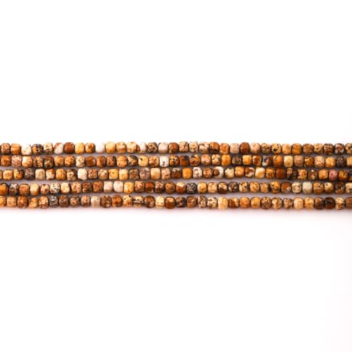 Faceted Natural Brown Picture 2-3mm Cube Square Loose Beads Gemstone Small Loose Beads Healing Crystal Energy Stone for DIY Jewelry Making 15" - color: Brown Picture