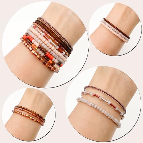 JINNBEY 24 Grids Mixed Style Seed Beads for Jewelry Making Kit, Glass Tubular Beads Glass Bugle Beads for Art and Craft Supplies, Beading Bracelet Set (with Memory Metal Wire)