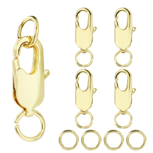 5Pcs Lobster Claw Clasp with Jump Ring, 18K Gold Jewelry Clasps for Necklace, Bracelets(Gold) - color: gold, size: 5