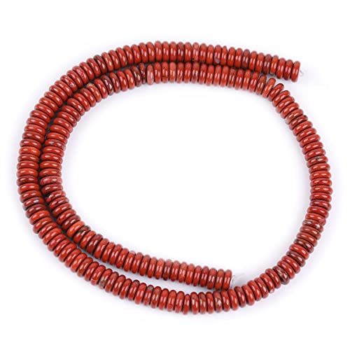 JOE FOREMAN 2x6mm Natural Red Jasper Gemstone Heishi Disc Rondelle Spacer Beads for Jewelry Making Full 15" Strand Energy Stone Healing Power Crystal - color: Red Jasper