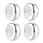 Clip Stopper Charms Sterling Silver Rondelle Spacer Bead Charm Stopper Charm for Pandora Charm Bracelets - color: Silver (4 pcs)