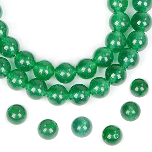 AD Beads Natural Gemstone Round Loose Beads 15" for Bracelet Necklace Earrings Jwelery Making Crafts DIY (10mm, Green Jade) - color: Green Jade, size: 10mm