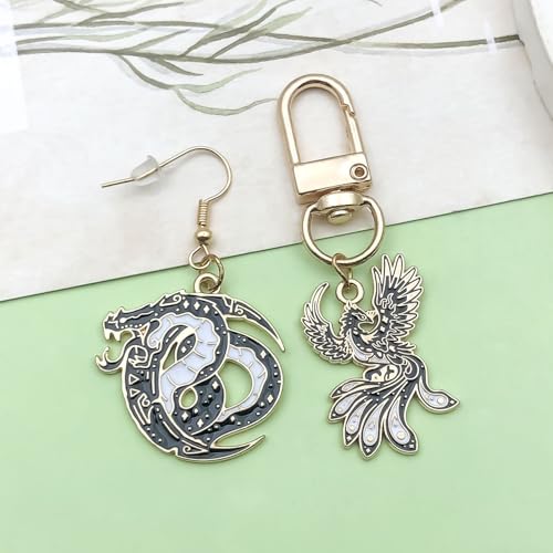 Sailanzi 12pcs Alloy enamel black Gothic style animal flying dragon fox series Pendant Jewelry Making DIY Keychain Earrings Pendant Various Design Charms for Jewelry Making Bracelets Necklace (SN981) - color: SN981
