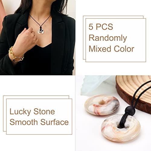 FASHEWELRY 5Pcs Natural Crazy Agate Donut Disc Gemstone Pendants 30x5mm Large Hole Healing Chakra Polished Stone Flat Round Bead Charms for Jewelry Making Hole: 6mm - color: 30mm, Crazy Agate, Colorful