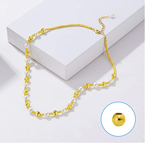 1800Pcs Metal Spacer Beads for Jewelry Making - 3.2mm Metallic Plated Round, Seamless Loose Connector Beads for Earring, Necklace, Bracelet (Gold, Silver, K Gold) - color: 3.2mm, Gold Silver K Gold