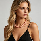Chunky Acrylic Resin Beaded Necklace for Women Colorful Large Round Choker Adjustable Stack Acrylic Beads Necklace Resin Summer Party Jewelry - style: Peach Pink