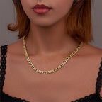 WomenGifts Cuban Link Chain Necklace for Women, Waterproof 14k Gold Silver Plated Chain Choker, Non Tarnish Stainless Steel Jewelry, 3.5/5/6/8/11mm,14/16/18 Inch Thin&Chunky&Thick - color: Gold, style: 5MM-18"