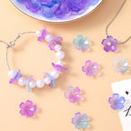 100pcs Cherry Blossom Beads, 5-Petal Gradient Acrylic Flower Beads, Mini Spacer Hair Accessories Halloween Christmas for Bracelets Earring Jewelry Making- Purple - color: Purple