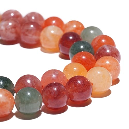 8mm Natural Colorful Rabbit Hair Crystal Gemstone Beads Polished Round Smooth Stone Beads for Bracelets Jewelry Making 15inch Loose Beads - color: Colorful Rabbit Hair Crystal, size: 8mm
