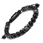 Mens Beaded Bracelet - Stone Jewelry, Black Onyx Hematite Bracelets, Mens Accessories, Adjustable - style: Spectral Night
