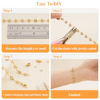 YOUBEIYEE 4 Meters Gold Plated Hollow Heart Chain for Jewelry Making Stainless Steel Link Chains Bulk on Spool - color: Heart Gold