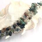 Jewelry Making 6-8mm Gemstone Fluorite Indian Moss Black Onyx Agate Aventurine Jade Opalite Carnelian Chips Beads Strand 34" (Indian Agate) - color: Indian Agate