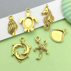Sailanzi 100pcs Antique Golden Ocean Series Starfish Pendant Jewelry Making DIY Keychain Earrings Pendant Various Design Charms for Jewelry Making Bracelets Necklace (SN882) - color: SN882