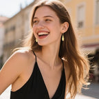 ALEXCRAFT 925 Sterling Silver Dangle Earrings for Women, 14K Gold Plated French Leverback Earrings, Hypoallergenic Lightweight Statement Hammer Square Bar Long Drop Earing for Women Trendy Jewelry - color: GoldB