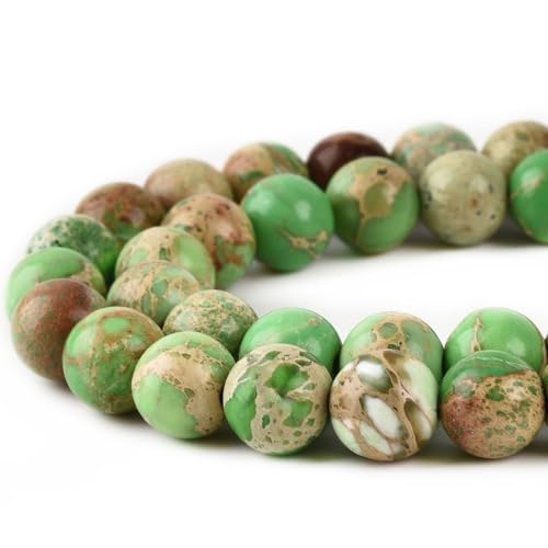 4mm Fruit Green Sea Sediment Imperial Jasper Round Gemstone Natural Stone Loose Beads for Jewelry Making Design Crafts 90 Pcs 15 Inch - color: Fruit Green, size: 4mm