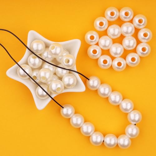 FM FM42 500g/220pcs 18mm Pearls with 6mm Big Hole Ivory Simulated Pearl Beads for Crafts - color: 18mm Pearls with 6mm Hole, 500g/220pcs