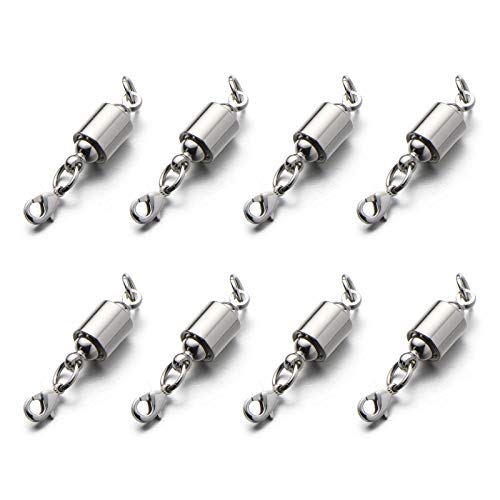 Zpsolution Screw Locking Magnetic Necklace Clasps and Closures Safety Easy Jewelry Clasps 6mm Light and Small Keep The Clasp in Back 8pcs Silver - color: Small Silver 8pcs