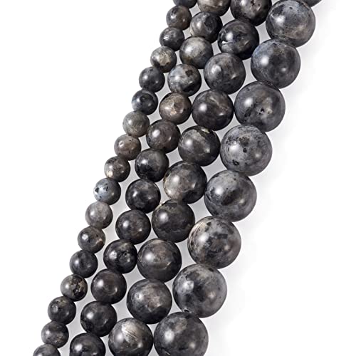 Craftdady 4 Strands Natural Gemstone Beads 6-12mm Undyed Black Labradorite Round Beads Loose Energy Healing Power Stone Beads for DIY Bracelets Necklaces Earrings Jewelry Crafts, About 178pcs - color: Black Labradorite