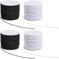 4 Rolls 0.6MM 148 Yards Elastic Stretch String Cords Round Sturdy Black White Soft Fibre Thread Arts Beading Sewing Accessories Cord Bulk for Jewelry Making Bracelets DIY Crafts Supplies - size: 0.6mm