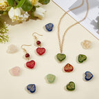 1 Box 20PCS Valentine Heart Glass Beads with Hole Bohemian Love Shaped Colorful Czech Golden Metal Enlaced Crystal Charms Loose Spacer Bead for Jewelry Making Bracelet Necklace Diy Craft - style: Heart