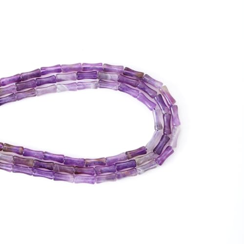 5x12mm Natural Amethyst Stone Bamboo Shape Gem Healing Energy Loose Spacer Beads for DIY Necklace Bracelet Earring - color: Amethyst