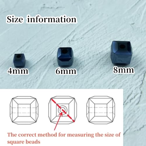 Crystal Glass Beads 100 Pieces 6mm Cube Crystal Glass Beads Faceted Square Shape Spacer Beads for Jewelry Making Bracelet Earring Necklace DIY Craft Making Supplies(Black) - color: Black, size: 6mm